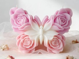 Molde silicona mariposa decorada con rosas 